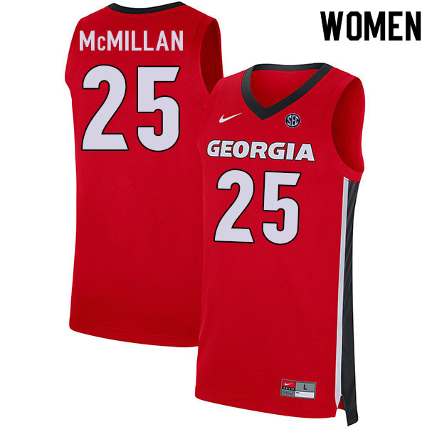 Women #25 Tyron McMillan Georgia Bulldogs College Basketball Jerseys Sale-Red